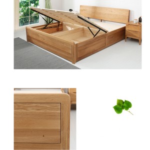 Giường hộp cao giường đôi gỗ nguyên khối giường lưu trữ #0111