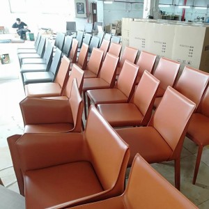 Nordic Light Hotel de luxo cadeira de comedor de coiro estilo industrial doméstico 0265