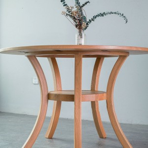 Table de salle à manger ronde 6 places en bois massif d'origine minimaliste nordique 0288