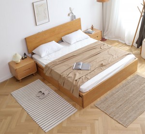Nordic Solid Wood ရိုးရှင်းသောဖိအားသိုလှောင်မှုအံဆွဲ အမြင့်သေတ္တာ နှစ်ထပ်တိုက်ခန်း ဘက်စုံသုံး ချယ်ရီသစ် ဂျပန်အိပ်ရာ 0017