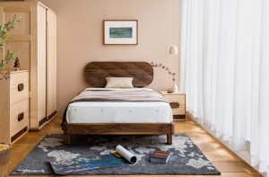 Nordic Mige Hard Maple Black Walnut Nábytková postel z masivu Simple Ins 0016