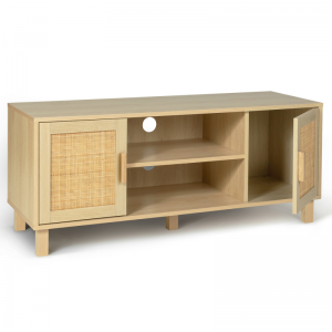 Simple and Practical Wooden Rattan Double Door TV Cabinet 0377