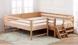 Nordic Simple Modern Children's One-Meter Red Oak Guardrail Stitching Baby Solid Wood Bed 0004