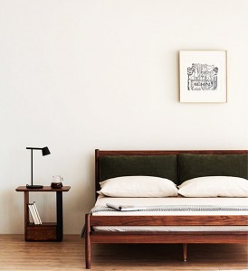 Мастер спална соба во нордиски стил, потпирач за грб од цврсто дрво Двоен кревет 0001