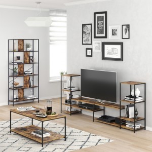 Open Vintage Brown Wall TV Stand 0678