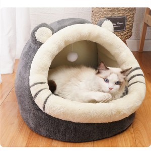 خانه گربه برای گرم نگه داشتن در زمستان و زمستان، نیمه بسته، چهار فصل جهانی، قابل جابجایی و شستشو 0407