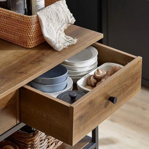 Kitchen Removable Storage Side Table with Drawers and Shelves 0630