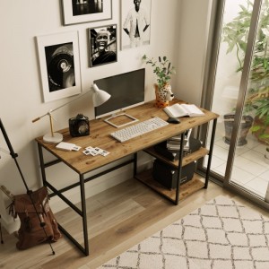 Računalniška pisarniška miza za študij v industrijskem slogu z retro kovinskim okvirjem 0632