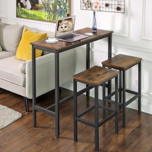 Household Retro Rectangular Iron Wood Bar Table 0639