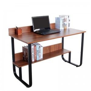 Mesa de computador para escritório doméstico com estrutura de ferro e madeira personalizada 0306