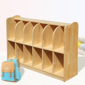Kindergarten Children Solid Pine Wood 12 Grid Schoolbag Storage Cabinet 0403