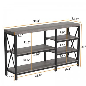 Steel and Wood Combined Living Room Storage Shelf 0536