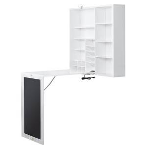Corner Desk nga adunay 2 USB Charging Ports & Outlets White