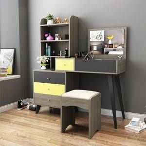 Nordic Dressing Table at Stool Combination Simple Modern Bedroom Maliit na Apartment Dressing Table Plate Table 0003