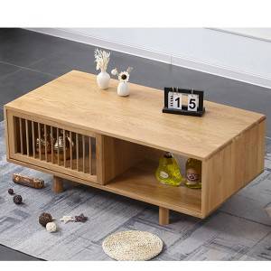 Nordic Simple Oak Solid Wood Coffee Table, Small Apartment Living Room Furniture#0009