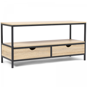 Industrial Style Steel-Wood Combined TV Cabinet with 2 Drawers 0375
