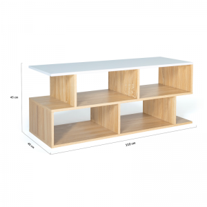 Simpleng Beech Wood at White Countertop TV Cabinet 0378