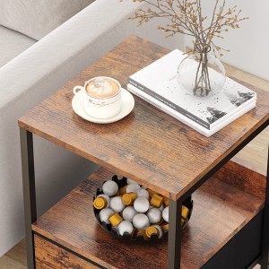Rustic Brown Nightstand na may Drawers 0491