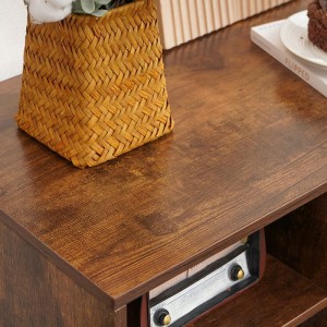 Floor-Standing Rustic Brown 2 Drawers 1 Door Storage Cabinet 0492