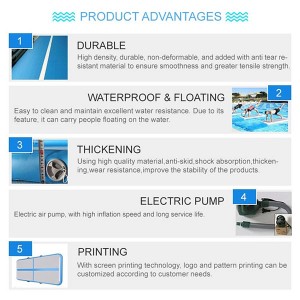 China Factory 8M 10M Colorful Customize Air Trick Pool Float Inflatable Yoga Mat 0395