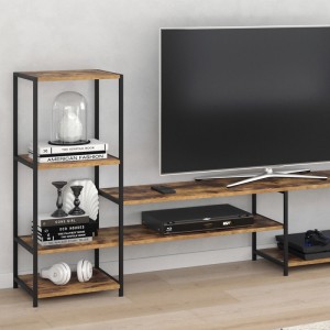 Open Vintage Brown Wall TV Stand 0678