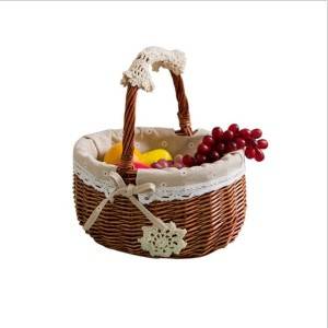 Cesta di vimini, cesta tissuta a manu, cesta di frutta portatile, cesta di almacenamento in rattan, cesta di picnic