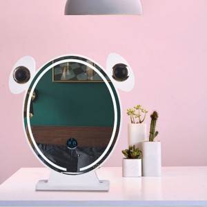 Okroglo kozmetično ogledalo HD namizna namizna spalnica s kozmetičnim ogledalom z LED svetlobo
