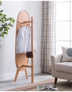 Balay nga Solid Wood Nordic Ins Wind Dressing Tibuok Lawas Floor Multi-Function Hanging Clothes Bedroom Floor Dressing Mirror 0035