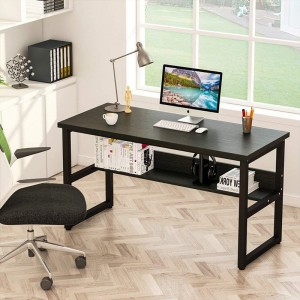 Moderner Einpersonen-Desktop-Computertisch aus Stahl und Holz 0343