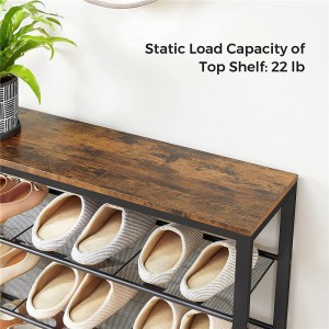 Дървена дъска от желязна мрежа за веранда, комбинирана с петслоен обикновен шкаф за обувки 0355