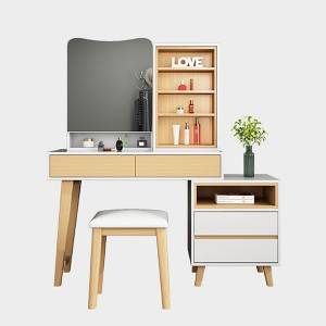 Nordic Plate Dressing Table နှင့် Stool Combination Bedroom Dressing Table Ins Style ရိုးရှင်းသော Multifunctional Dressing Table Storage Dressing Table 0004