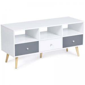 Nordic Minimalist Wooden TV Cabinet with Drawers and Storage Compartments 0374