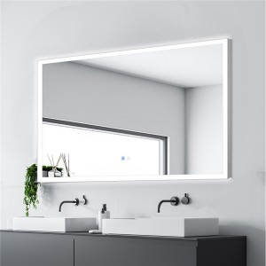 Láthatatlan alumíniumötvözet szegélyű LED okos fürdőszobai tükör 0655