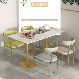 Világos luxus márvány étkezőasztal egyszerű kombinált bútor 0354