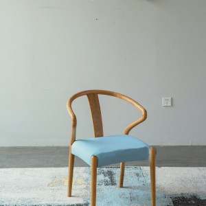 Comedor doméstico de estilo nórdico Cadeira de comedor de lecer de madeira maciza con respaldo 0257