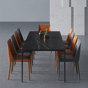 Nordijska minimalistična pravokotna plošča iz kamna za gospodinjstvo, luksuzna jedilna miza 0275