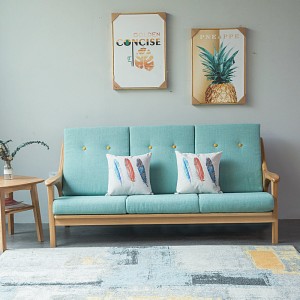 Ziemeļvalstu minimālisma dzīvojamās istabas masīvkoka stūra kombinētā auduma dīvāns 0284