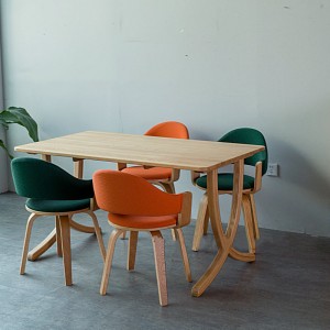 Malo Odyera Amakono a Nordic Rectangular Solid Wood Round Leg Dining Table 0290