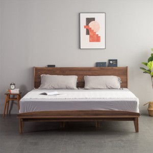 Põhjamaade minimalistlik kaasaegne Cherry Master ja külaliste magamistuba, must pähkel valge tammepuust kaheinimesevoodi 0018
