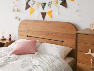 Nordijska trešnja, bijeli hrast, moderan minimalistički krevet za djecu, princezu, crni orah 0011