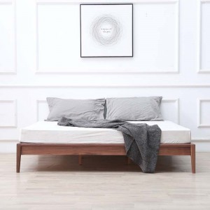 Šiaurietiško stiliaus medžio masyvo juoda riešutmedžio be rėmo prie lovos be atlošo Trumpa moderni minimalistinė tatamio lova 0010