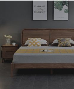 ჩრდილოეთ ამერიკის შავი კაკალი ყველა მყარი ხის ორადგილიანი 1.8 Nordic Master Bedroom Log Wedding Bed 0006