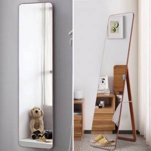 간단한 가정 침실 단단한 나무 전신 거울 바닥 스탠드 전신 거울 옷가게 탈의실 벽걸이 거울