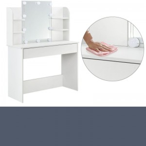 Mesa de tocador branca con espello e caixóns 0621