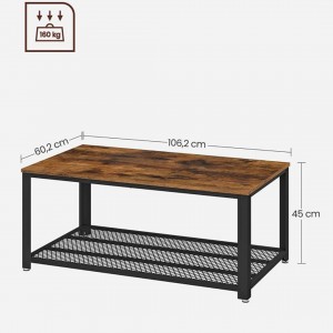 Retro Stable and Adjustable Foot Design Metal Frame Coffee Table 0637