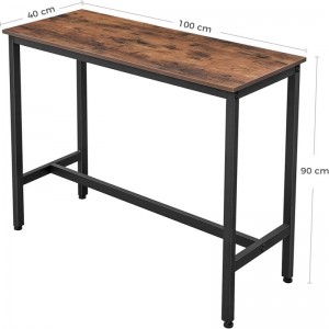 Household Retro Rectangular Iron Wood Bar Table 0639