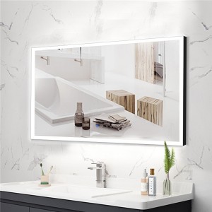 Espejo de baño inteligente LED con borde de aleación de aluminio invisible 0655