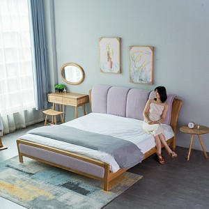Nordic Modern Homestay Rental Room Solid Wood Master Bedroom Double Bed 0280