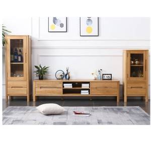 Nordic minimalist white oak solid wood small apartment TV Stand cabinet#0021