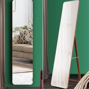 Mirall de llargada de fusta massissa d'un dormitori senzill per a la llar Mirall de llargada de peu a terra Botiga de roba d'equipatge Mirall de paret